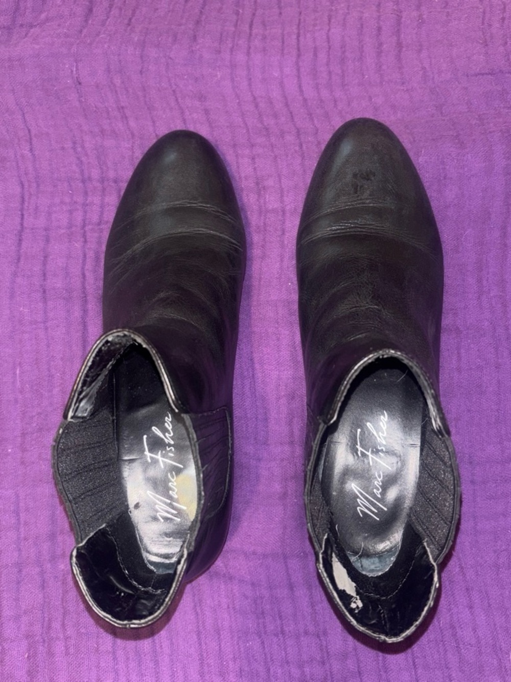 Marc Fisher Black Leather Chelsea Ankle Boots
